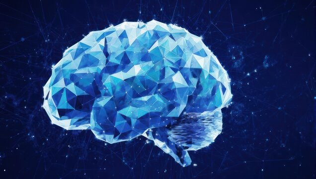 Stunning blue abstract digital brain visualization connecting ideas and data with intricate network nodes, representing intelligence and innovation. - Powered by Adobe