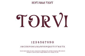 Elegant torvi font display with uppercase letters numbers and symbols
