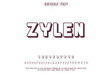Retro style zylen text with shadow effect on white background