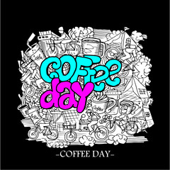 International Coffee day, doodle art and sketch doodle