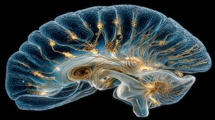 Exploring the Microscopic World of the Brain: A Close-Up of Neurons and Myelination