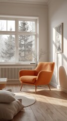 modern living room with sofa by the window