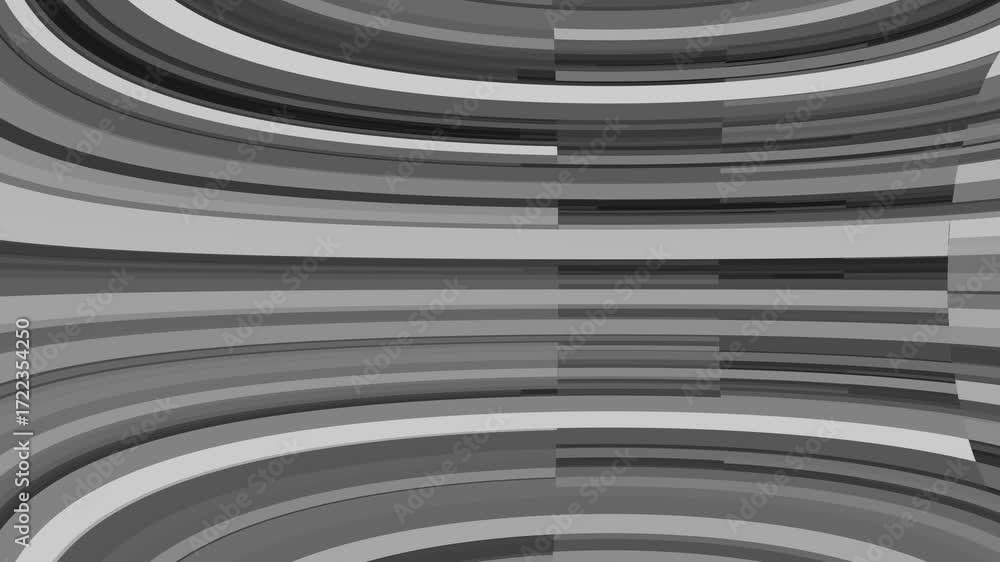 Poster Abstract grayscale curved stripes forming a symmetrical pattern with geometric divisions background monochrome