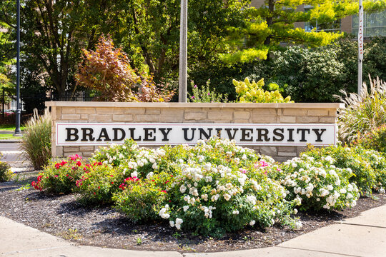 Peoria, IL, USA - September 11, 2025: Bradley University is a private university in Peoria, IL that was founded in 1897. 