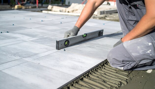 Tile installation, level check