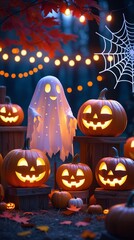 halloween pumpkin and candles