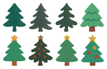 Fototapeta premium PNG Colorful felt Christmas tree designs, element set on transparent background