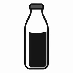 Drink bottle black and whiter vector on white background.