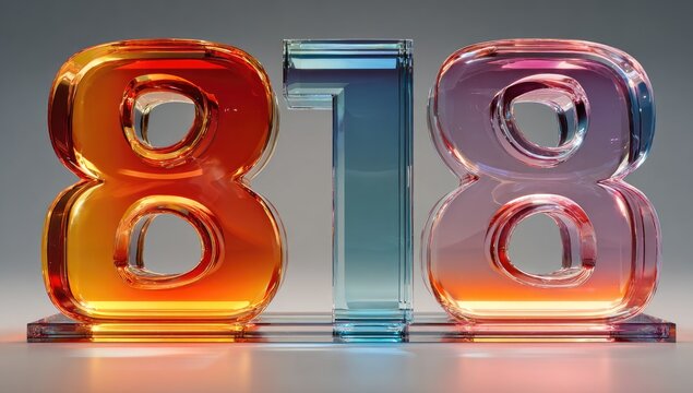 Gradient numbers 818.  Crystal-like, colorful, 3D