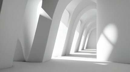 column. Abstract architectural space with dramatic light beams passing through towering columns, creating a striking monochrome scene. real-estate listings.