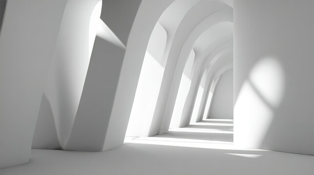 column. Abstract architectural space with dramatic light beams passing through towering columns, creating a striking monochrome scene. real-estate listings.