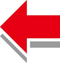 影付き太い矢印のアイコン、赤
Thick arrow icon with shadow, red