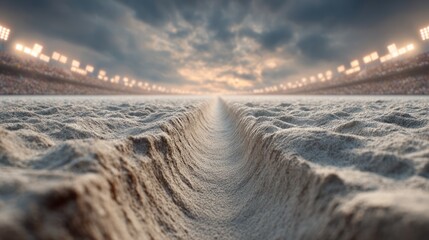 Empty stadium track perspective