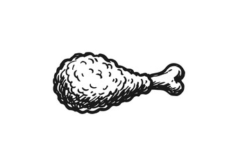 Obraz premium Fried Chicken hand drawn sketch vector illustration