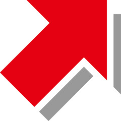 影付き太い矢印のアイコン、赤
Thick arrow icon with shadow, red