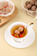 Chinese Longan Tea with Dried Fruit and Goji Berries - Traditional Herbal Hot Drink from Guangdong Yunnan