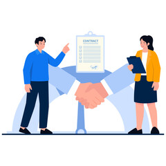 Business handshake with contract