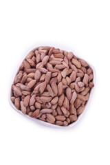 Raw Red Skin Peanuts in White Bowl - Healthy Protein Snack and Cooking Ingredient