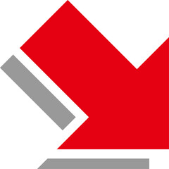 影付き太い矢印のアイコン、赤
Thick arrow icon with shadow, red