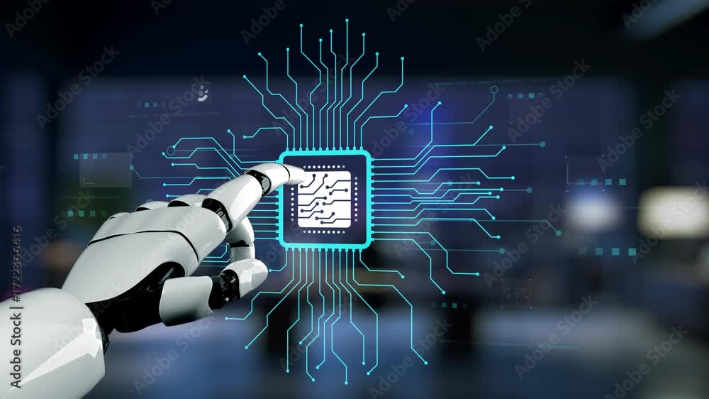 Fototapete ai assistant brain processor with llm technology, big data, machine learning, generative ai for busi