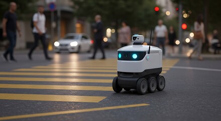Autonomous delivery robot at crosswalk