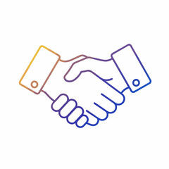 Colorful gradient line icon of a business handshake.