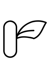 Abstract geometric letter R. A stylized R with a single leaf. Letter R with a natural element.