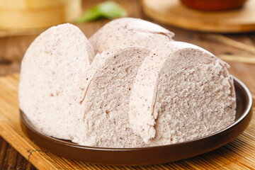 Handmade Whole Wheat Steamed Buns Sliced on Wooden Plate - Fresh Fermented Bread