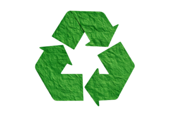 A green paper with a triangle and arrows on it