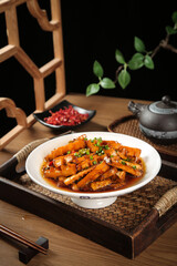 Sauteed Shiitake Mushrooms with Bamboo Shoots Traditional Asian Recipe Dish