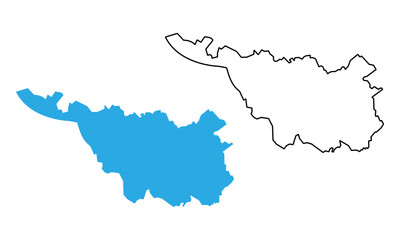 Bremen state map, Germany. Map with detailed outlines and blue silhouettes