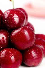 Fresh Red Cherries with Water Droplets - Delicious Summer Fruit Close-up