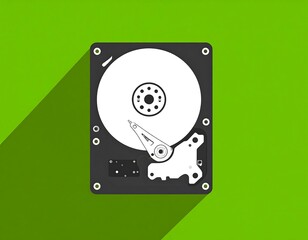 Hard drive graphic on green background
