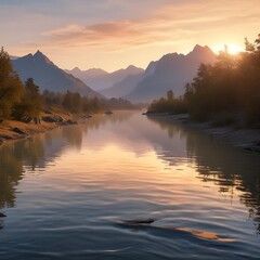 sunset, sky, water, lake, sun, sunrise, landscape, nature, mountain, evening, light
