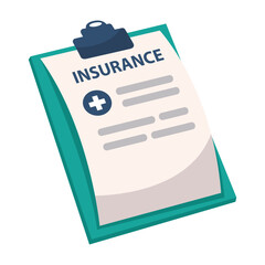 Clipboard with insurance document and medical symbol