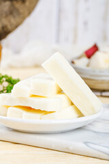 Fresh White Yam Slices on Plate - Healthy Root Vegetable Ingredient for Cooking