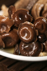 Fresh Brown Mushrooms in White Dish - Culinary Cooking Ingredients for Soup and Gourmet Dishes