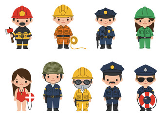 Diverse Occupations of People in Uniform.