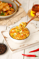 Yangzhou Golden Egg Fried Rice Chinese Specialty Dish with Secret Recipe Traditional Asian Cuisine