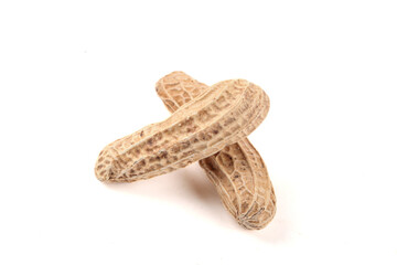 Raw Peanuts in Shells Isolated on White Background - Healthy Snack Food Ingredient