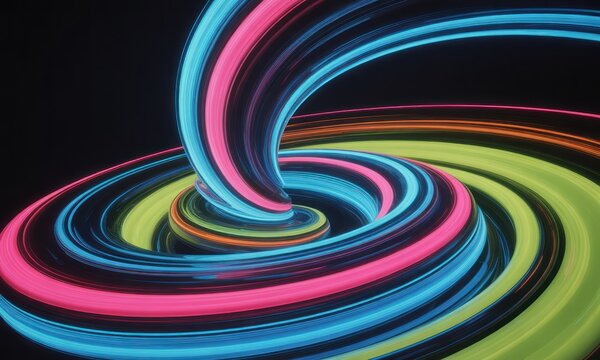 Abstract swirling neon lines in vibrant colors