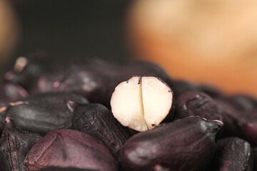 Yunnan Black Selenium-Enriched Peanuts Split Open Showing White Interior Healthy Dried Grains Cereals
