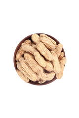 Raw Peanuts in Shells in Wooden Bowl - Natural Organic Nuts