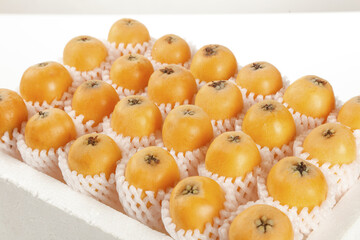 Fresh Yellow Loquat Star Fruits in Protective Foam Packaging - Premium Asian Exotic Fruit Collection