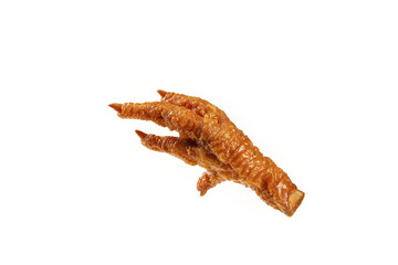 Marinated Chicken Feet Claws Asian Delicacy Snack Food Crispy Golden Skin White Background