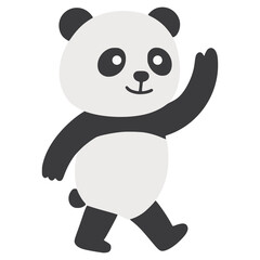 cute panda standing hand drawn flat color vector illustration template design