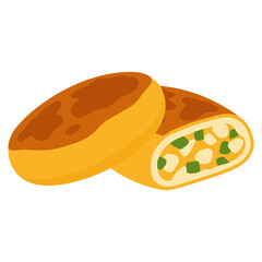 Pirozhki Russian fried buns flat color vector illustration template design