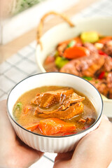 Roasted Goose Stew with Vegetables in Rustic Bowl - Traditional Countryside Comfort Food Casserole