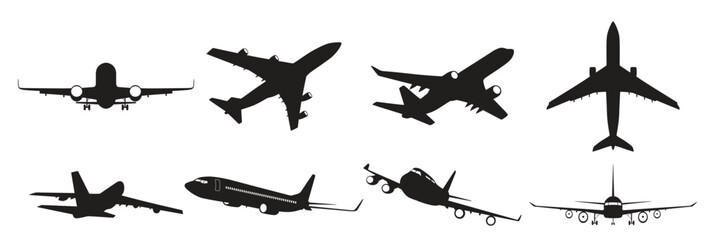 aircraft silhouettes set vector