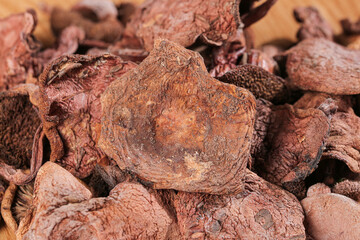 Dried Porcini Mushrooms from Yunnan Province in Wooden Containers for Gourmet Cooking